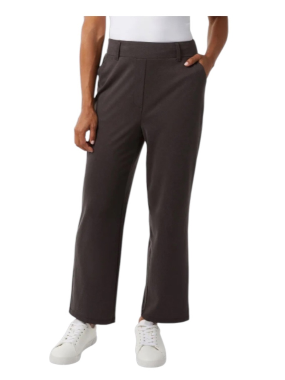 32 Degrees Cool Women's Gray Stretch Twill Pull On Straight Leg Ankle Pants XL